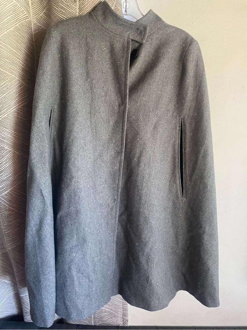 Stella Mccartney Wool Cape Coat Gray Women’s Gold Stud Sz Médium